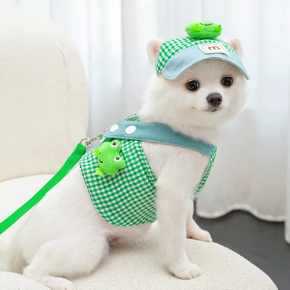 Cute Pet Outfit Set – 3-in-1 Harness, Leash & Cap 4