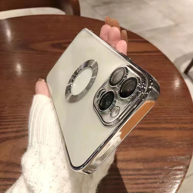 Clean Lens Luxury Transparent Plating Logo  iPhone Case 4