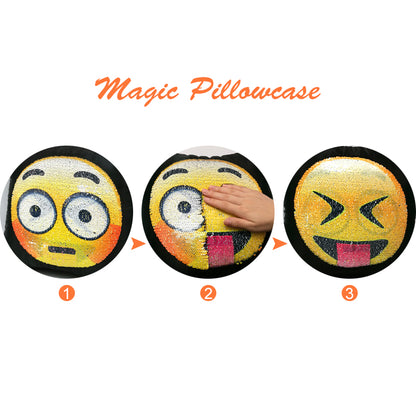 Awesome Changing Face Emoji Sequin Pillow 4