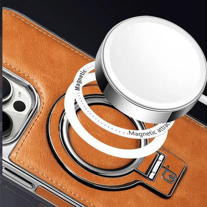 Luxury Leather Invisible Stand iPhone Case 4