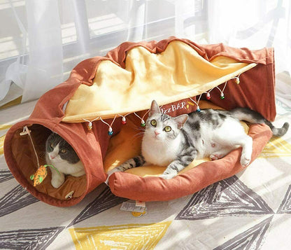 Funny Cat Bed Pet Tent 2 Holes Tunnel 4