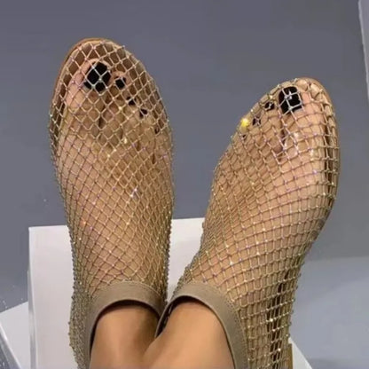 Rhinestones Mesh Chain Sandals 4