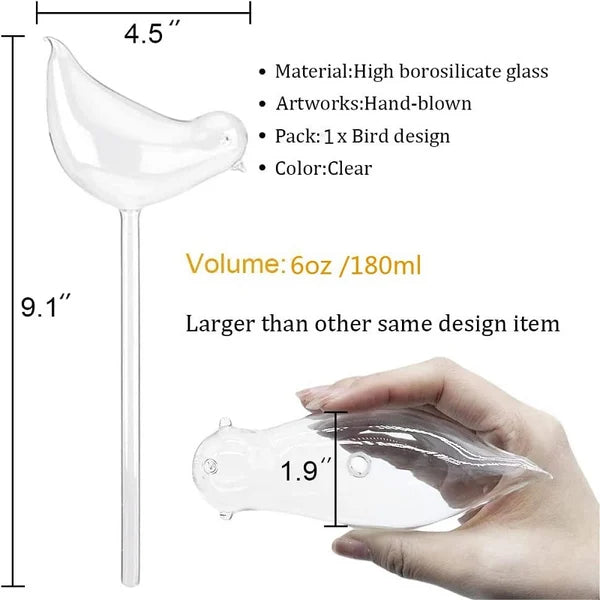 Bird Shaped Plant Self Watering Glass Globes 4