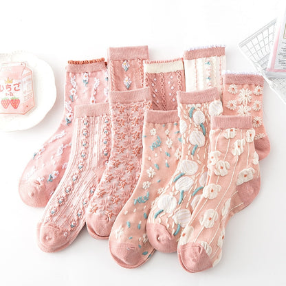 Harajuku Retro Embroidery Socks- 5 Pairs 4