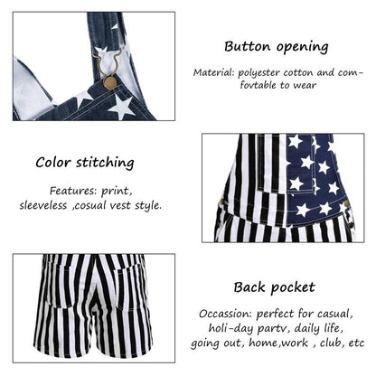 American Flag Unisex Overalls Shorts 4