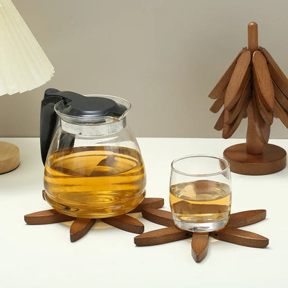 Wooden Foldable Flower Trivet 4