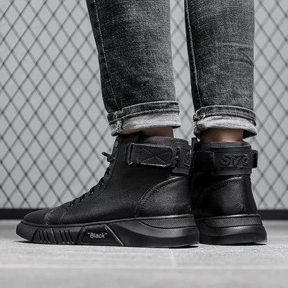 MEN BLACK LEATHER BOOTS 4