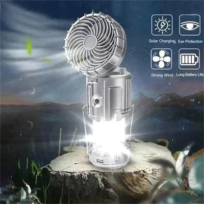 Portable Camping Lantern with Fan – Solar Powered, LED Light, Rechargeable & Hanging Tent Lamp 4