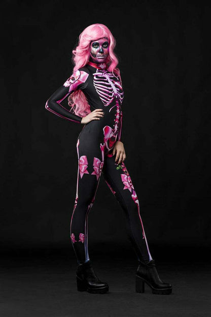 Full body pink sugar skull skeleton jumpsuit 4