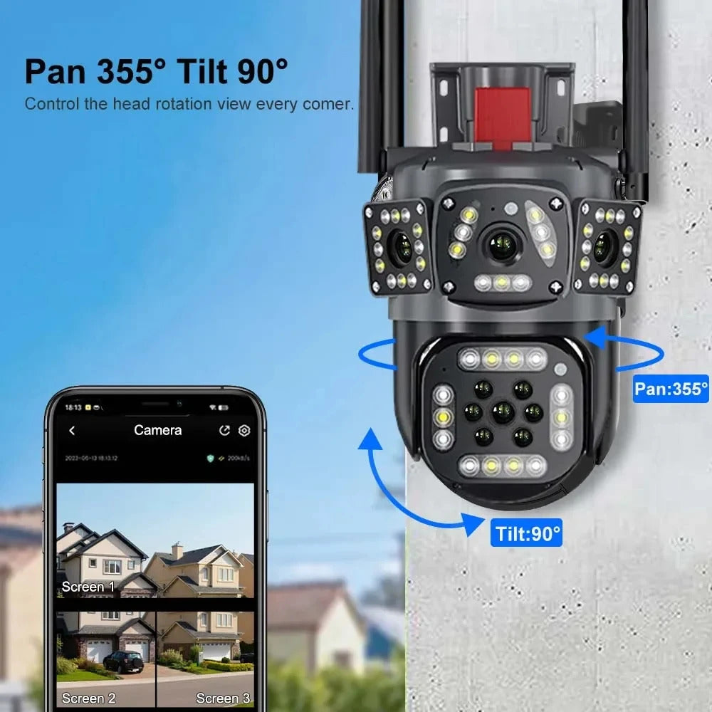 Outdoor Waterproof Wireless WiFi HD Triple Security Camera 4