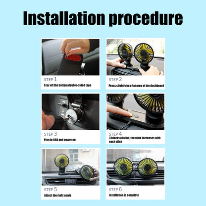 360° Rotatable Car Cooling Dual Fan 4