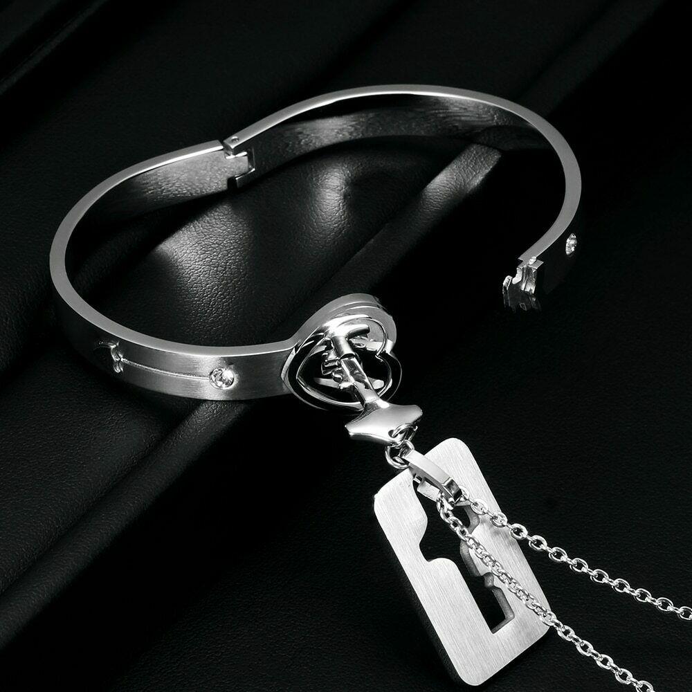 Heart Lock Bracelet & Key Necklace 4