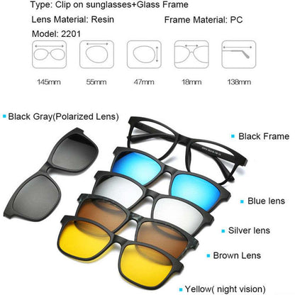 5 In 1 Magnetic Lens Swappable Sunglasses 4