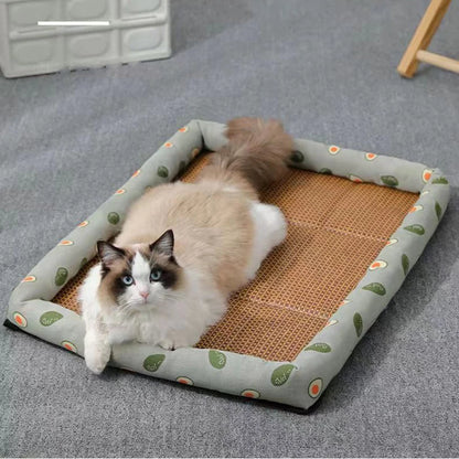 Breathable Natural Rattan Pet Summer Cooling Mat Bed 4