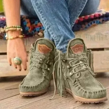 Vintage Fringe Suede Ankle Boots 4