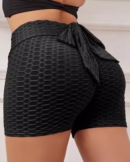 Bow Tie Textured Butt Lifting Sports Shorts 4