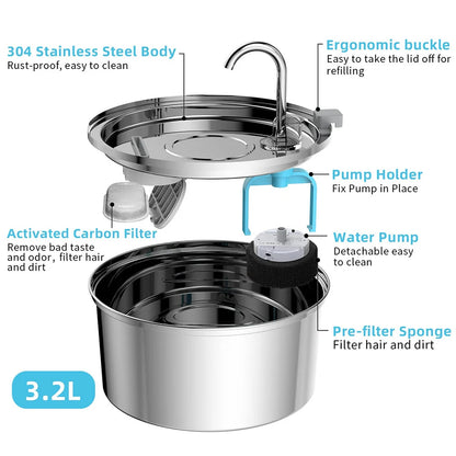 Automatic Stainless Steel Cat Water Fountain 4
