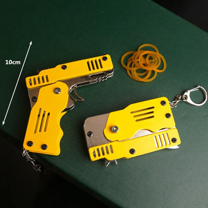 Mini Folding Rubber Band Gun Toy Keychain 4