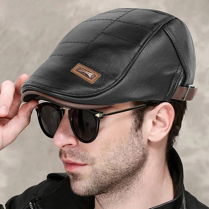 Men's High Quality Trendy Leather Beret 4