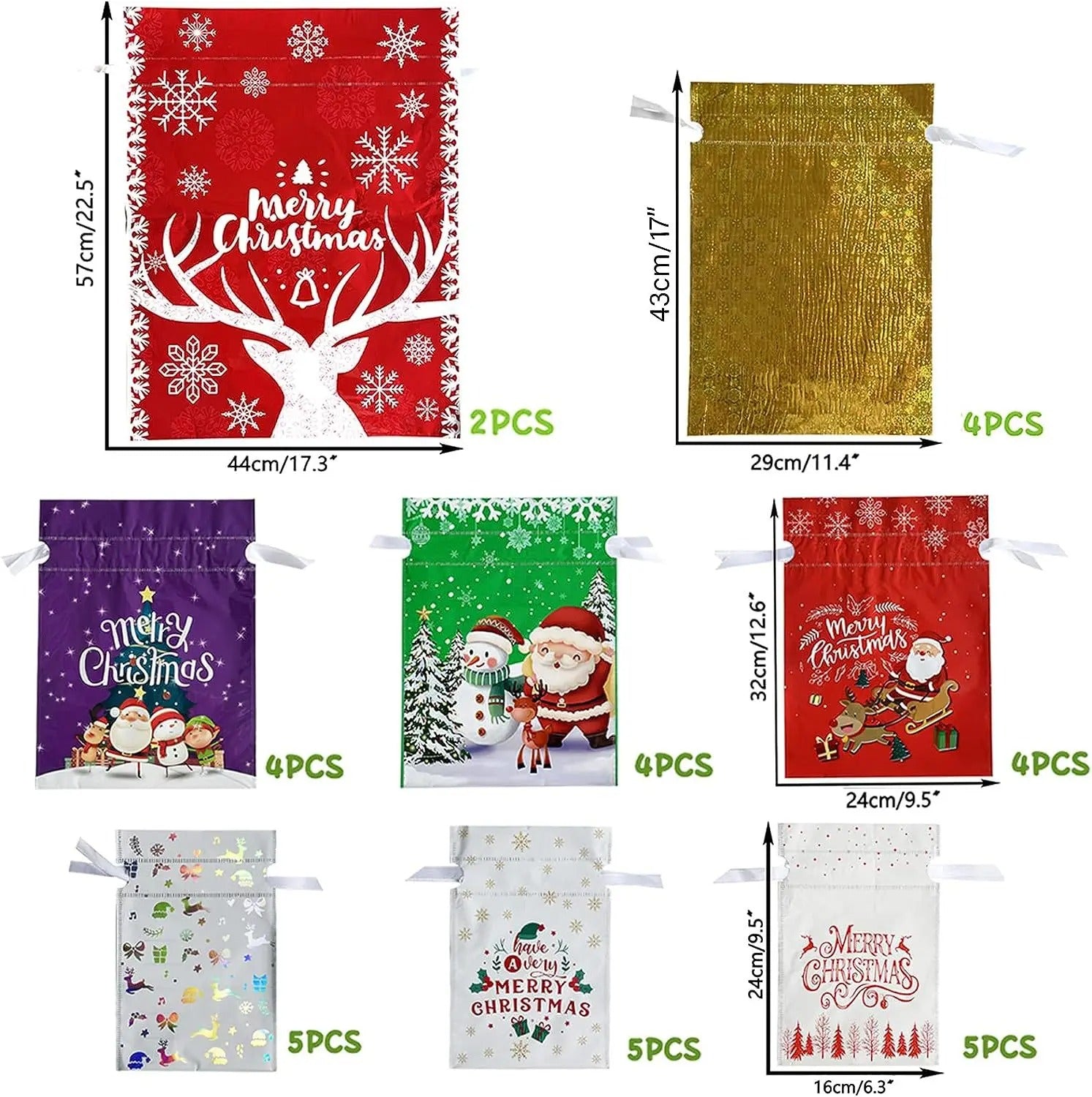 Drawstring Christmas Gift Bags-15PCS 4