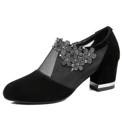 Women's Mesh Hollow-out Flower Low Heel Sandals 3
