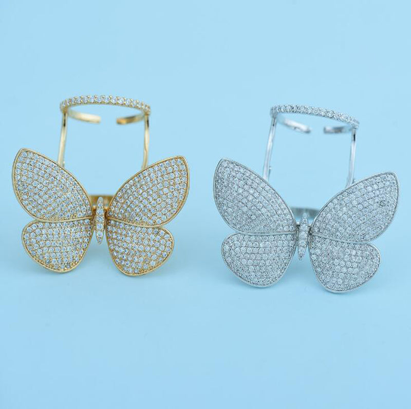 Crystal Stones Made Butterfly Ring 4
