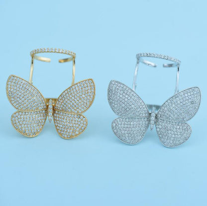 Crystal Stones Made Butterfly Ring 4
