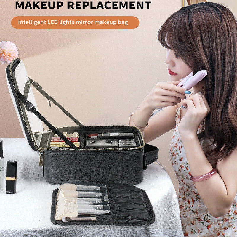 Makeup Organizer Bag With LED Mirror 4