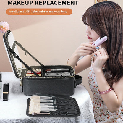Makeup Organizer Bag With LED Mirror 4