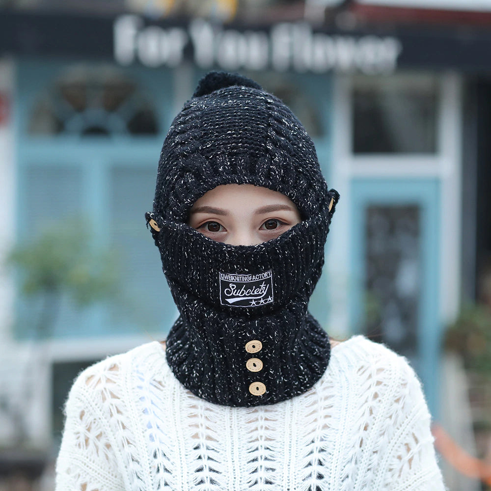 2 in 1 Mask Scarf Knitted Hat 4