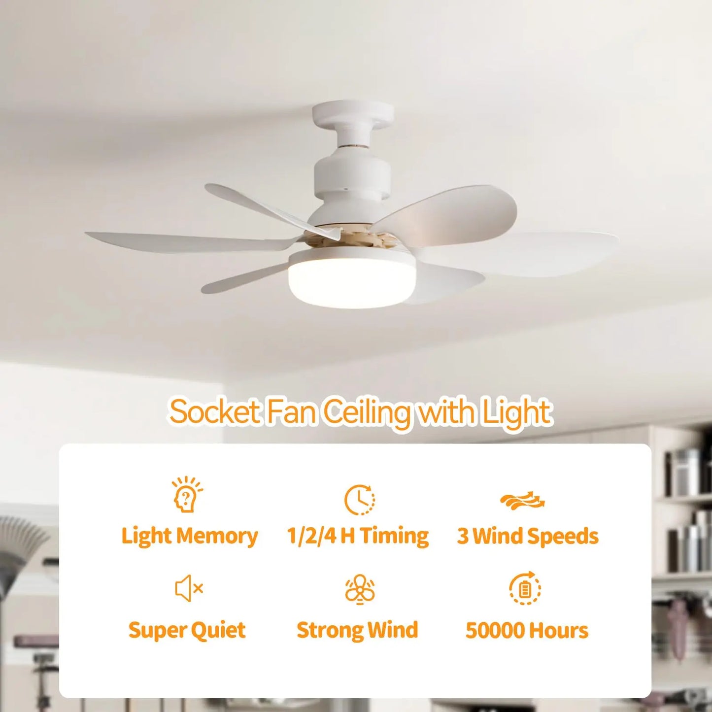 Socket Cooling Fan Smart LED Light 4
