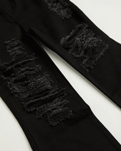 Black High Waist Distressed Flare Jeans 3
