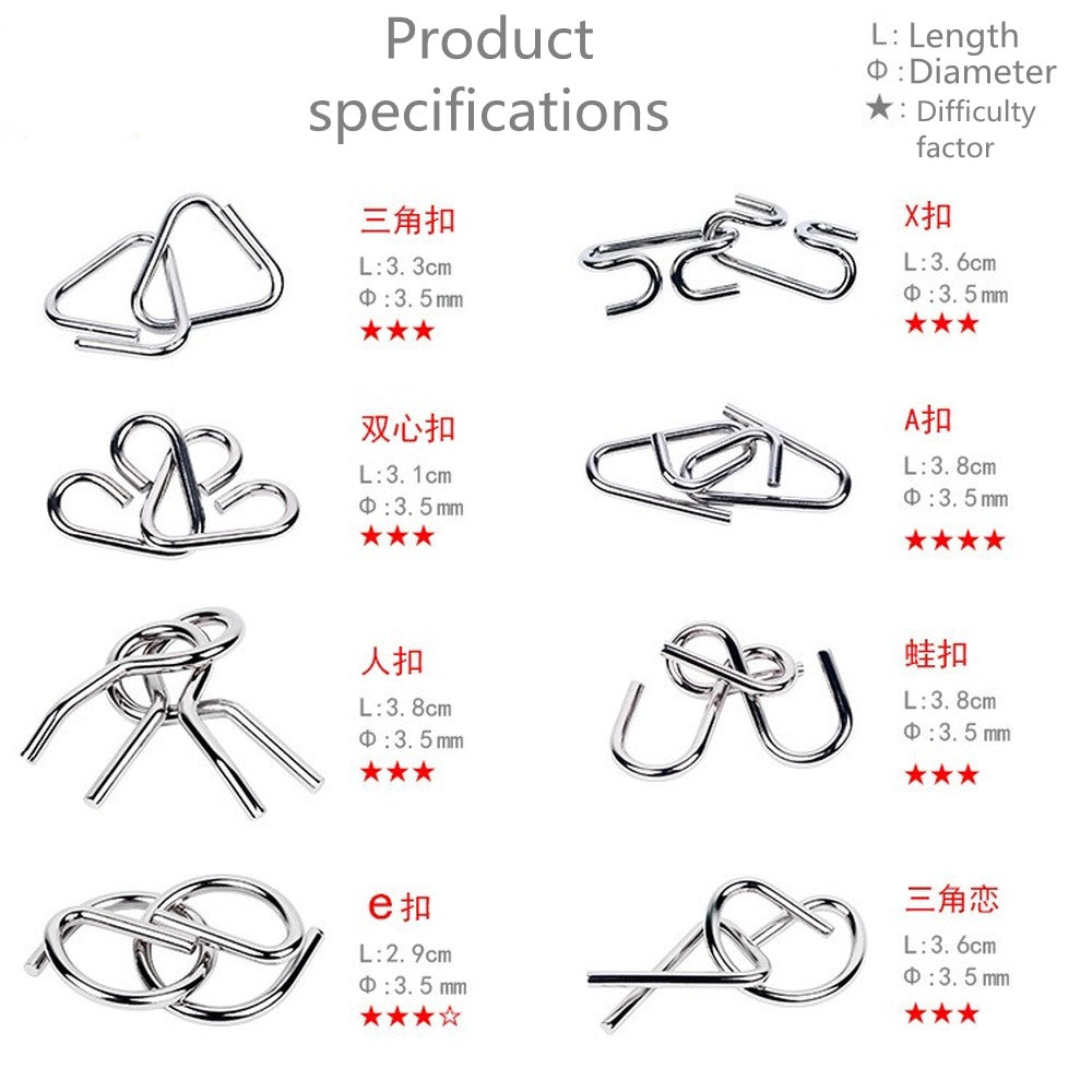 Stainless Steel Montessori Puzzle Mind IQ Test Toys (8pcs) 4