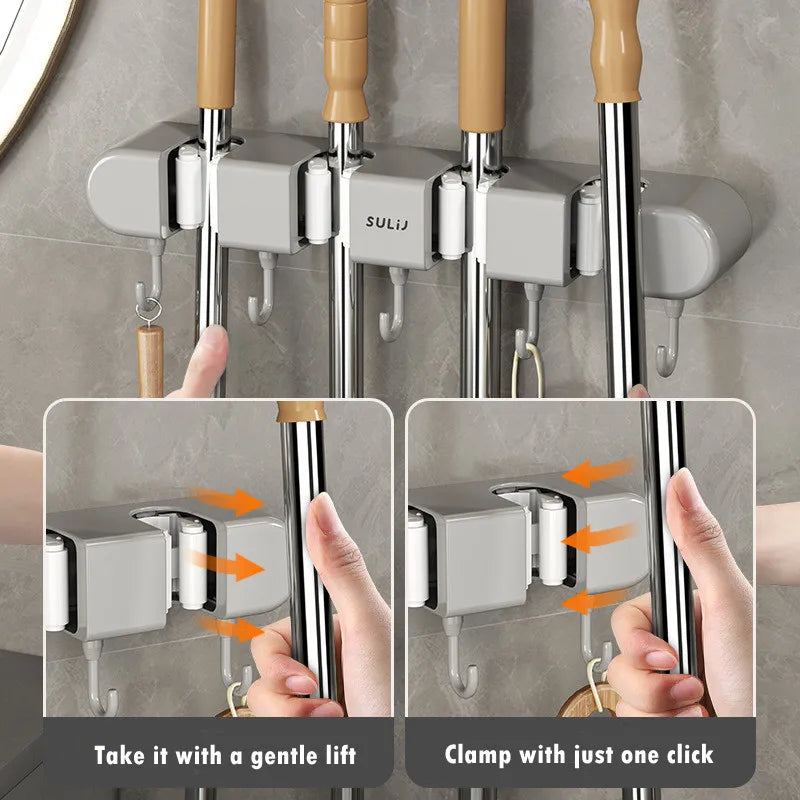 Mop & Broom Holder with Hook 4