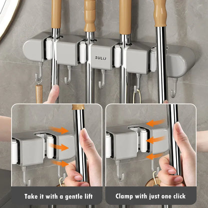 Mop & Broom Holder with Hook 4