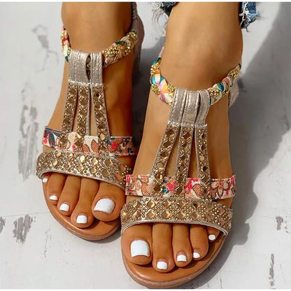Rhinestone Open Toe Orthopaedic Sandals 4