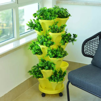 Stackable Plants Pot - 6 Trays+ Wheel Tray 4