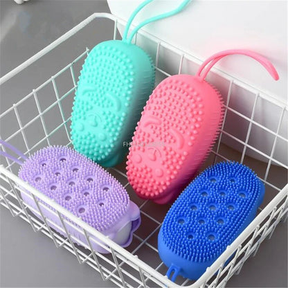 Silicone Body Scrubber Bath Sponge - 2 in 1 Exfoliating Body Brush 4