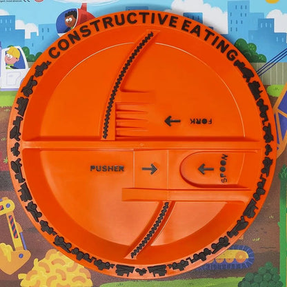 Construction Vehicle Tableware Set – Bulldozer & Excavator Themed Fork, Spoon & Plate for Kids, BPA-Free Food Plate 4