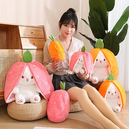Large Reversible Carrot Rabbit & Strawberry Bunny Plush Pillow (70cm) 4