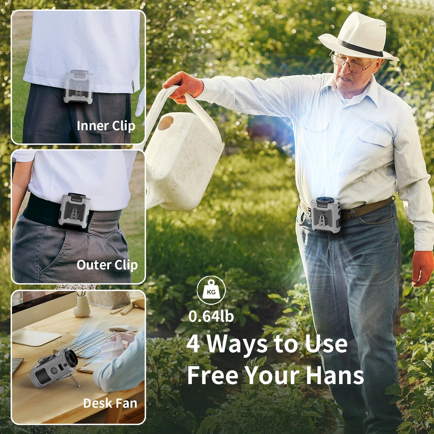 Portable Fan Belt – Rechargeable Wearable Cooler with Flashlight 4