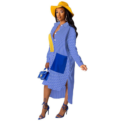 Fashion Chic Patchwork Shirt Dress 4