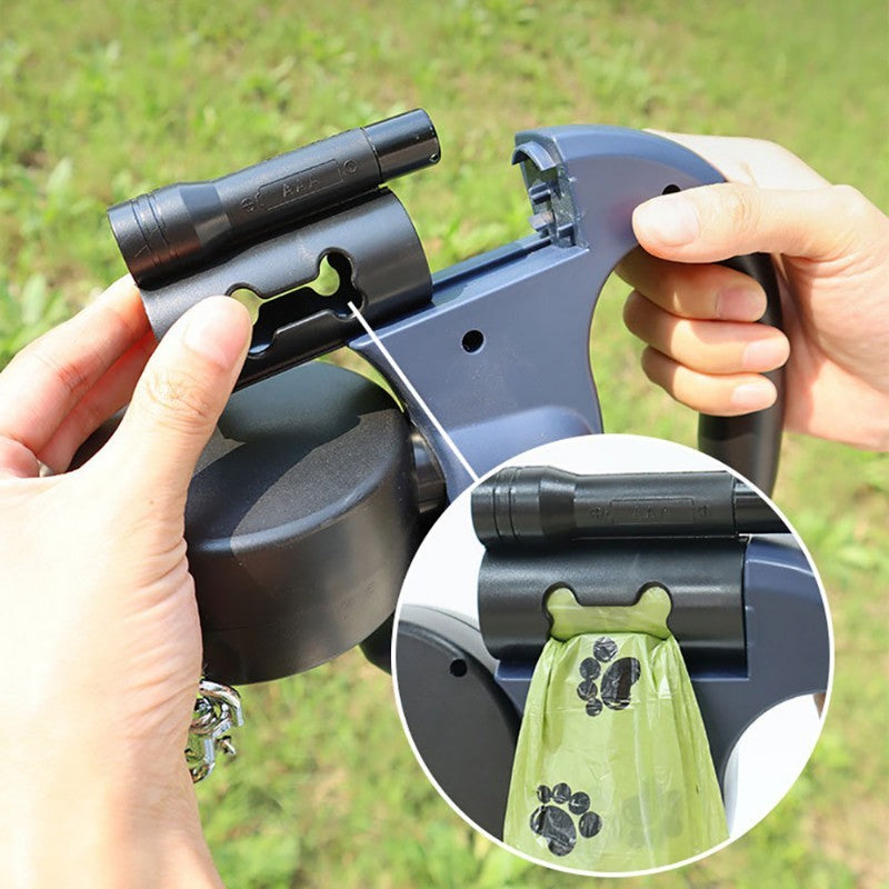 Dual Retractable Reflective 3M Dog Leash with LED Light 360° Tangle-Free 4