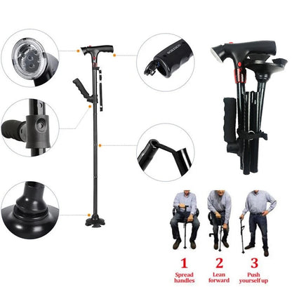 Folding Cane with LED Light – Adjustable, Ergonomic & Sturdy Walking Stick for Seniors 4