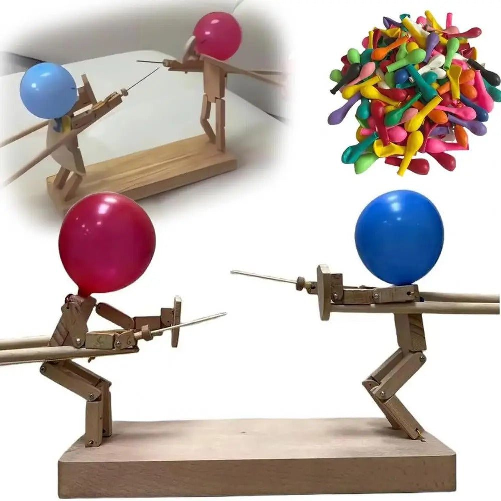 HANDMADE WOODEN FENCING PUPPETS 4