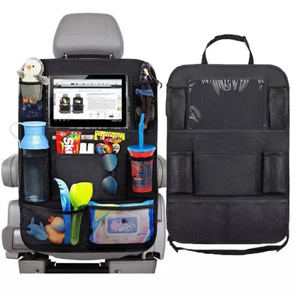 Car Backseat Organizer with Touchscreen Tablet Holder – Seat Back Protector with Storage Pockets for Auto Accessories 4