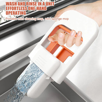 Mini Foldable Desktop Mop, Portable Self-Squeeze Short Mop 4
