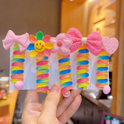 Colorful Telephone Line Hair Bands-3PCS 4
