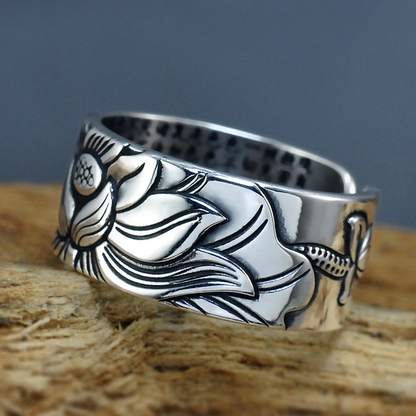 Lotus Ring with Heart Sutra 3