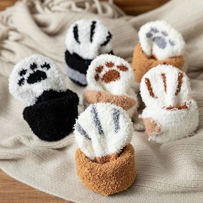 Cute Cat Paw Fluffy Winter Socks 4